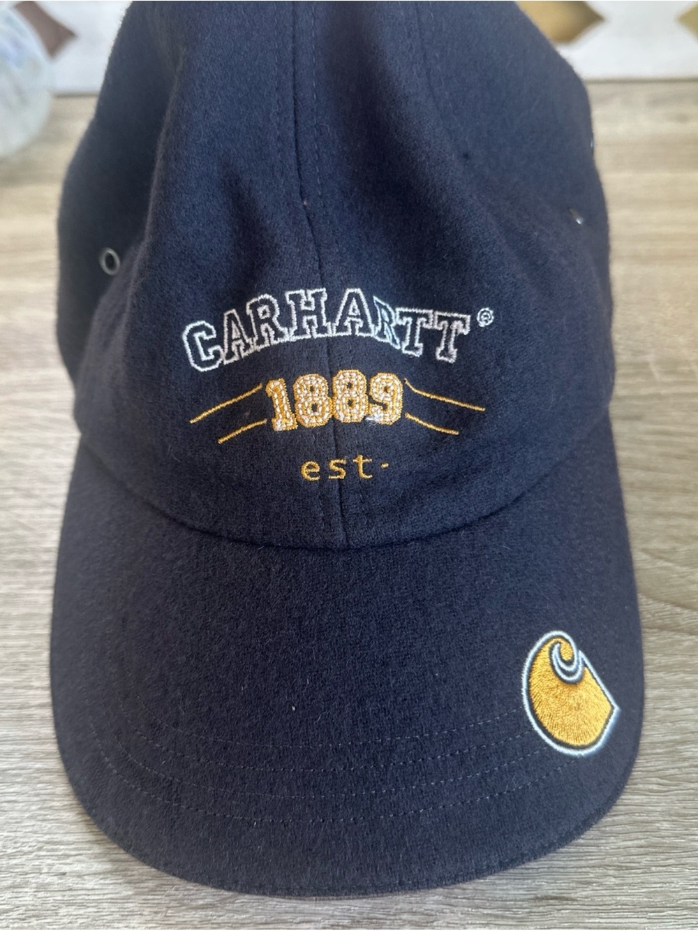 2005 WOOL BLEND CARHARTT HAT BLACK ADJUSTABLE VERY GOOD CONDITION